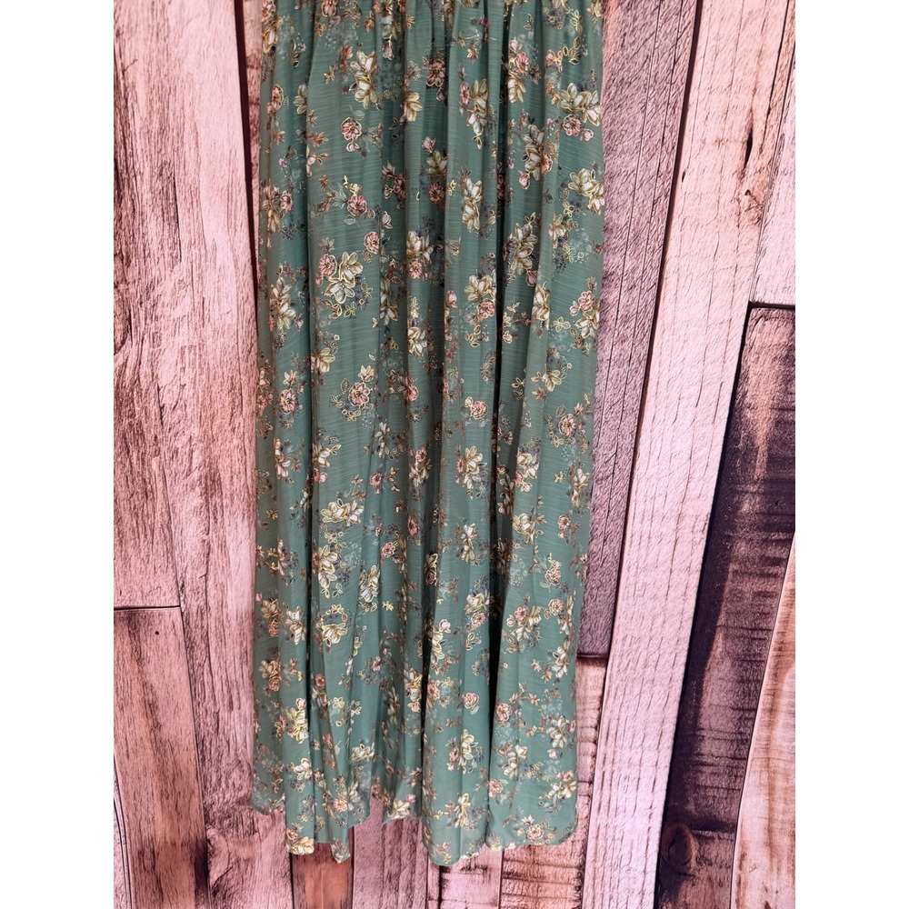 Baltic Born Lynlee Metallic Maxi Dress Floral Eucalyptus Green Event Large NWT - Picture 6 of 11